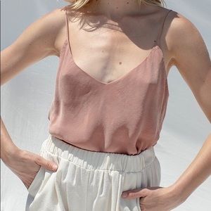 Ozma Of California Cupro Cami Top In Deep Rose/Mauve